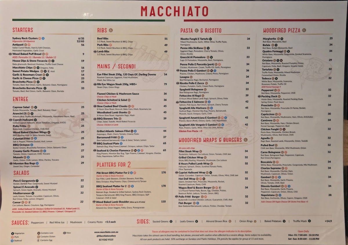 Menu Macchiato Wood Fire Pizza And Coffee Roasters-5