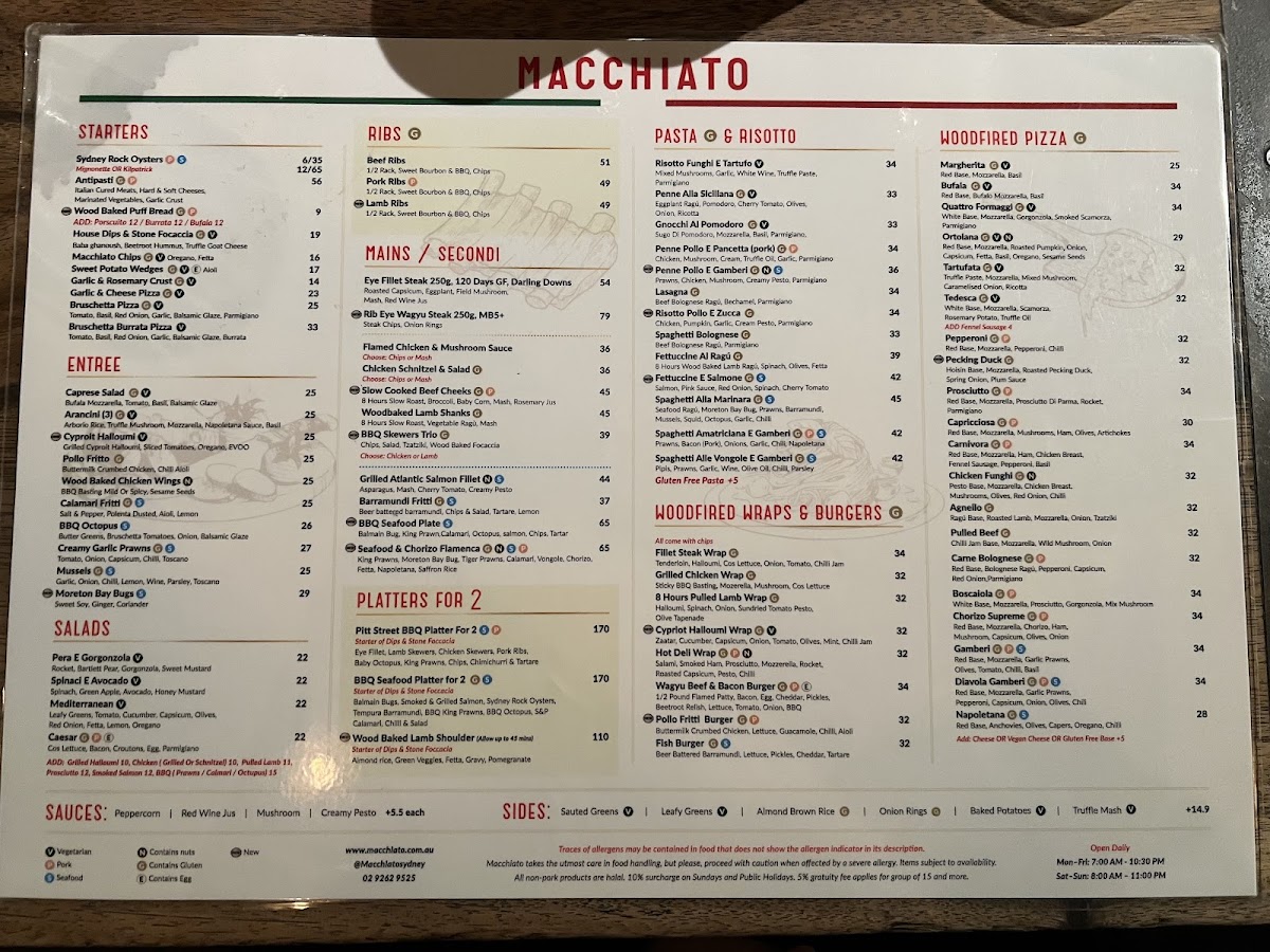 Menu Macchiato Wood Fire Pizza And Coffee Roasters-7